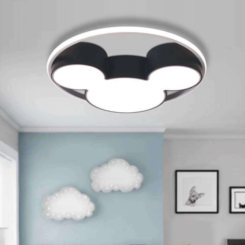 Kinderzimmer Deckenleuchte LED Schwarz Weiß 45cm 52cm Dimmbar Fernbedienung Schlafzimmer Wohnzimmer Spielzimmer Aluminium Acryl Mausdesign | Restfield