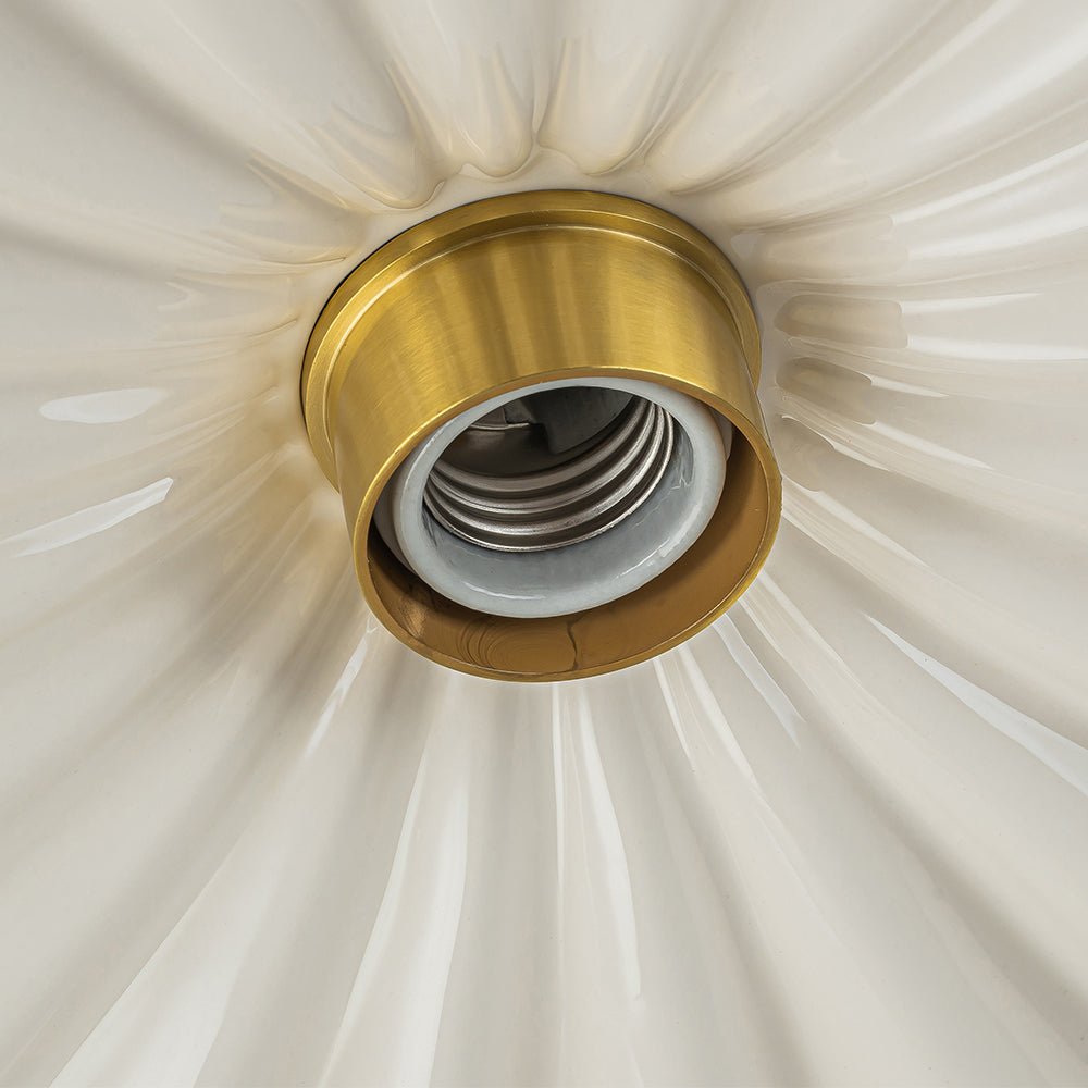 Keramik-Deckenleuchte Messing Creme 30cm Semi-Flush-Mount Esszimmer Schlafzimmer Retro Mid-Century Gefaltet Badezimmer Eingang Wohnzimmer | Restfield