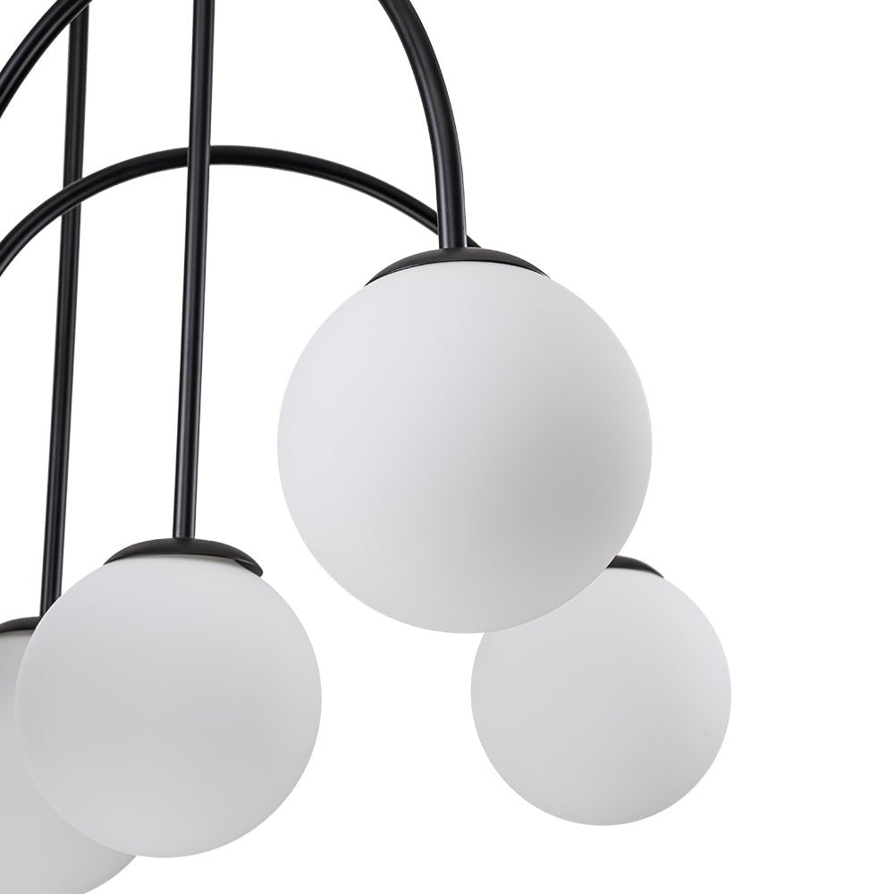 Glaskugeln Hängeleuchte 10-flammig Schwarz Messing 98cm Opal Matt E26 Wohnzimmer Esszimmer Schlafzimmer Eingang Sputnik Kronleuchter Dimmbar | Restfield