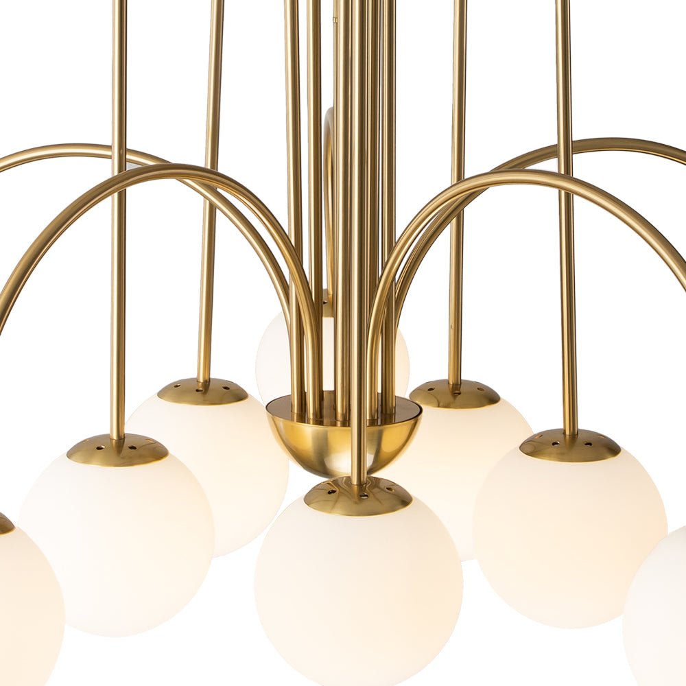 Glaskugeln Hängeleuchte 10-flammig Schwarz Messing 98cm Opal Matt E26 Wohnzimmer Esszimmer Schlafzimmer Eingang Sputnik Kronleuchter Dimmbar | Restfield