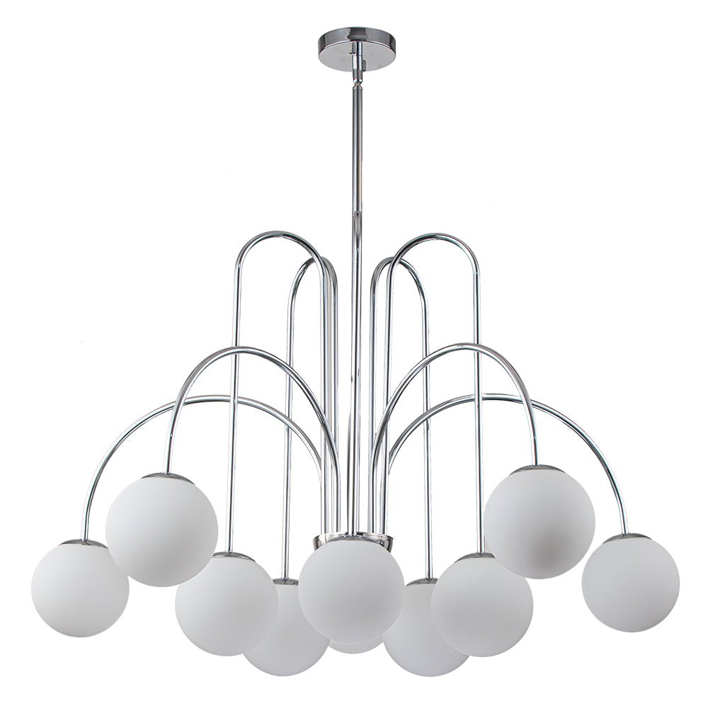 Glaskugeln Hängeleuchte 10-flammig Schwarz Messing 98cm Opal Matt E26 Wohnzimmer Esszimmer Schlafzimmer Eingang Sputnik Kronleuchter Dimmbar | Restfield