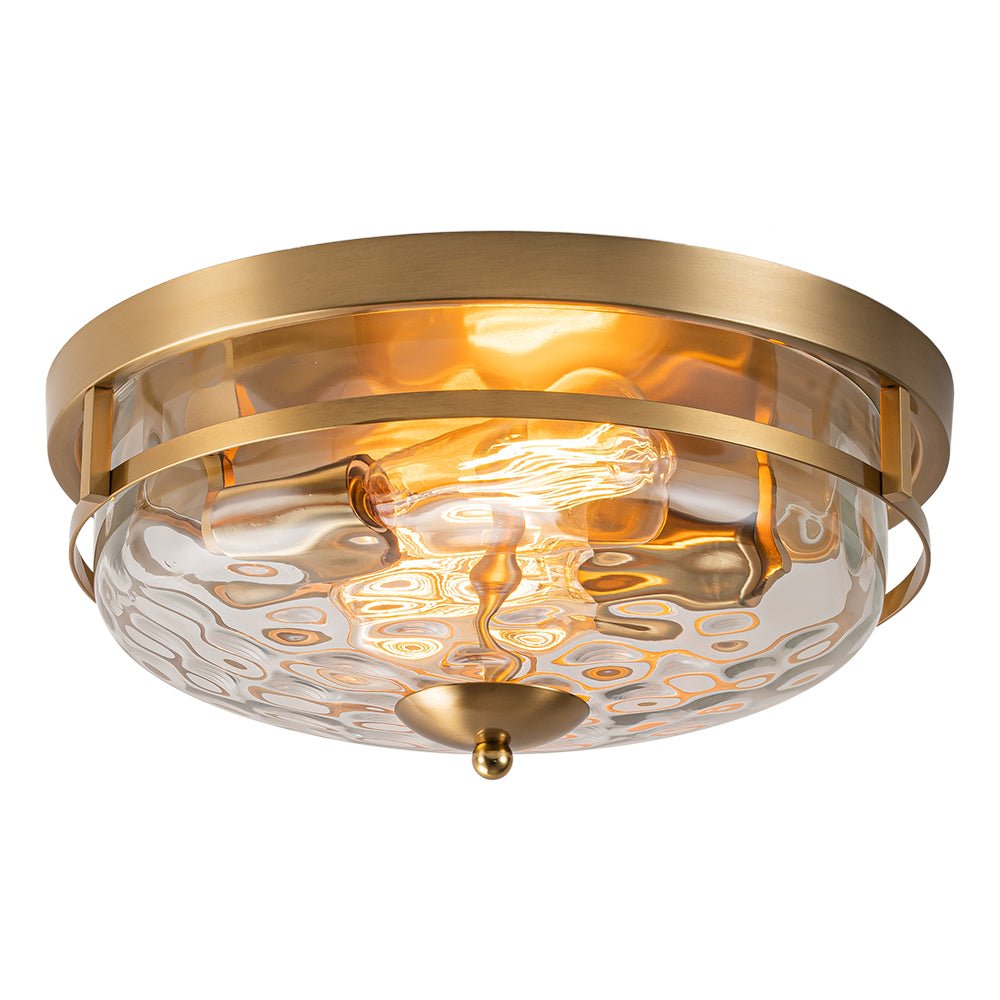 Glas-Deckenleuchte Rund Schwarz Gold Hammerschlagglas 33cm Wohnzimmer Schlafzimmer Aufbaustrahler Landhaus Eingang Esszimmer Badezimmer | Restfield