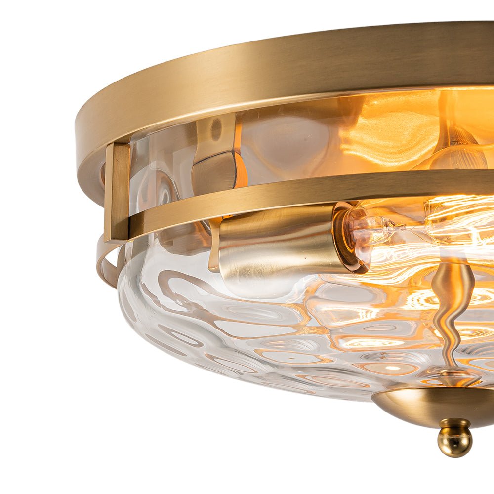 Glas-Deckenleuchte Rund Schwarz Gold Hammerschlagglas 33cm Wohnzimmer Schlafzimmer Aufbaustrahler Landhaus Eingang Esszimmer Badezimmer | Restfield