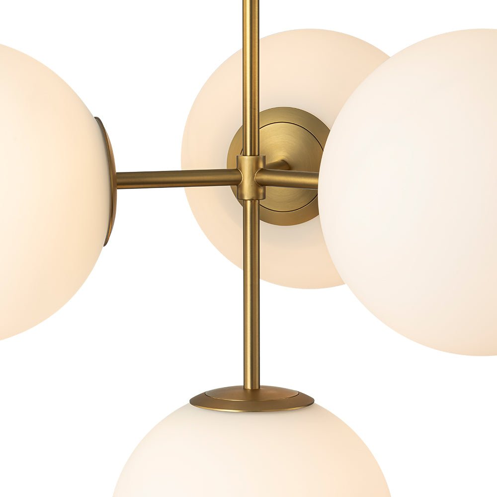 Sputnik Plafondlamp 4 Lichts Messing Zwart Melkglas 62cm E26 Woonkamer Eetkamer Slaapkamer Entree Mid-Century Bubble Pendel Dimbaar | Sansoti