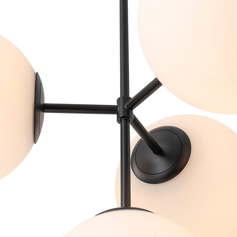 Sputnik Plafondlamp 4 Lichts Messing Zwart Melkglas 62cm E26 Woonkamer Eetkamer Slaapkamer Entree Mid-Century Bubble Pendel Dimbaar | Sansoti
