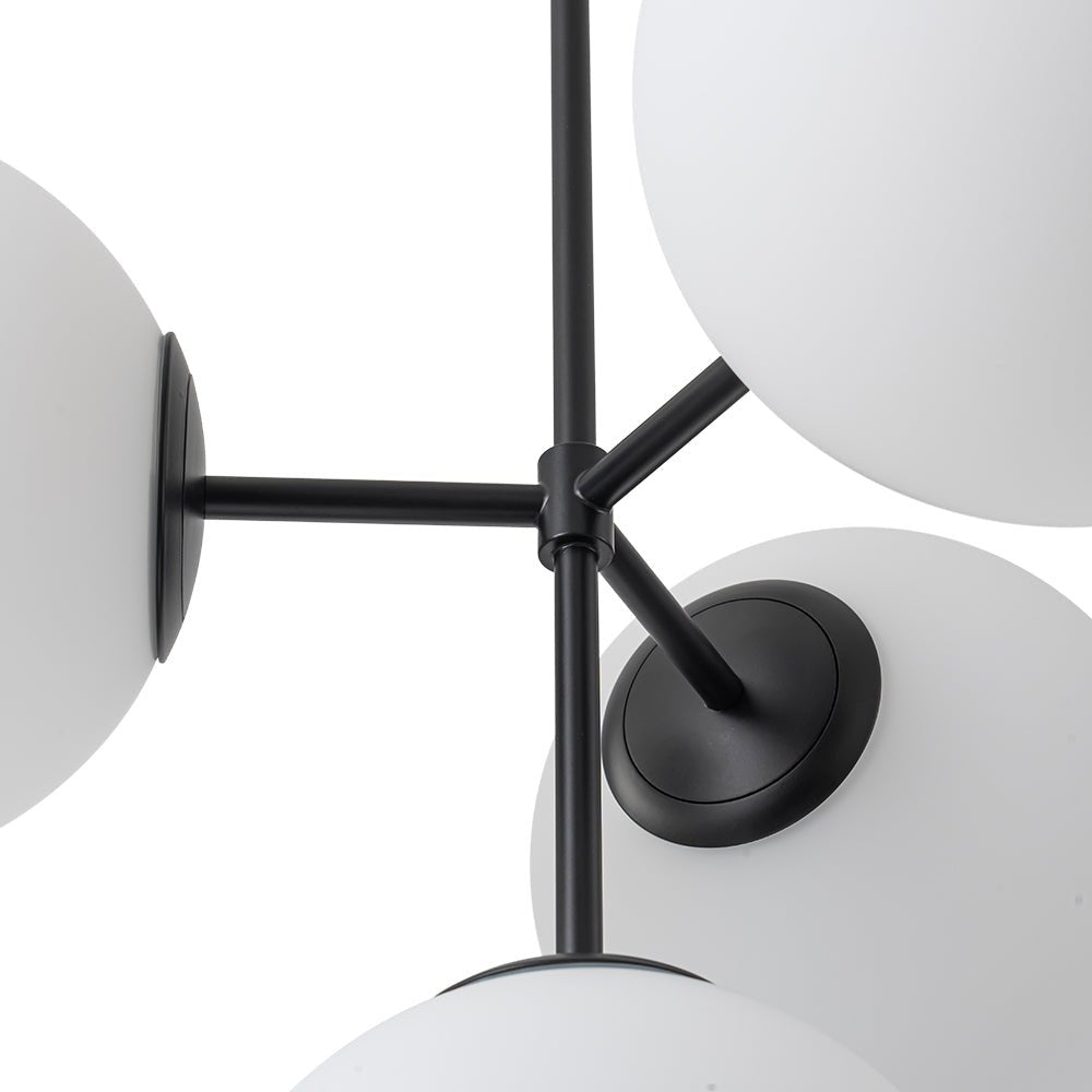 Sputnik Plafondlamp 4 Lichts Messing Zwart Melkglas 62cm E26 Woonkamer Eetkamer Slaapkamer Entree Mid-Century Bubble Pendel Dimbaar | Sansoti