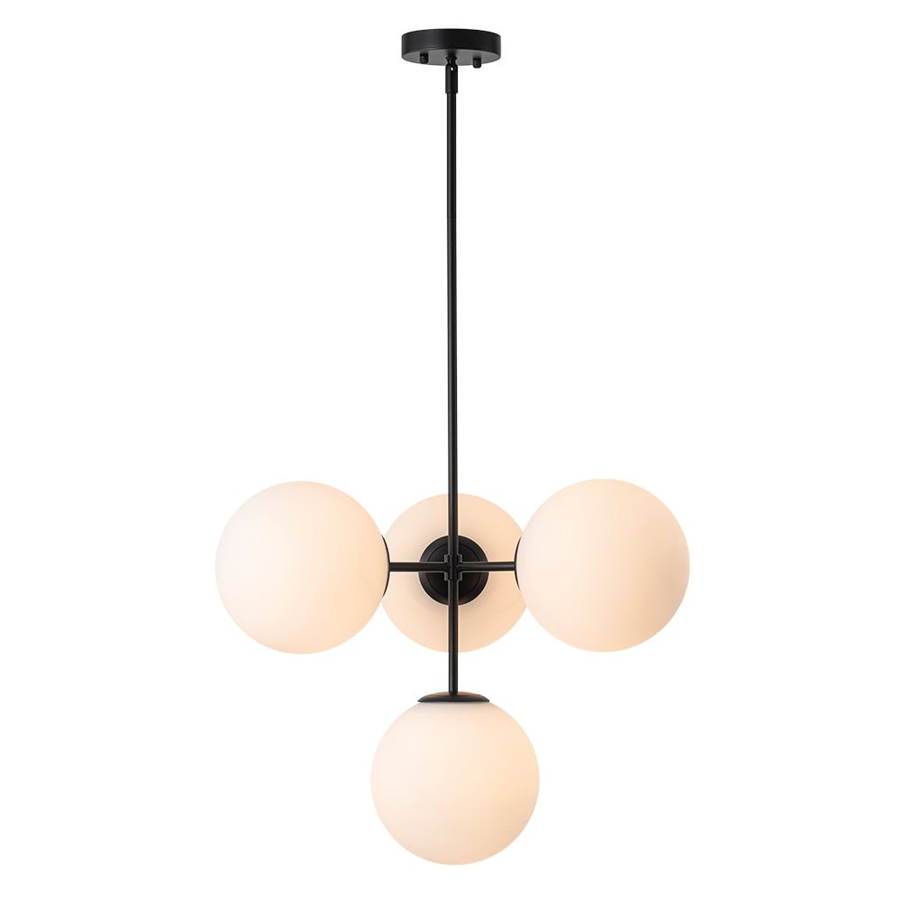Sputnik Plafondlamp 4 Lichts Messing Zwart Melkglas 62cm E26 Woonkamer Eetkamer Slaapkamer Entree Mid-Century Bubble Pendel Dimbaar | Sansoti