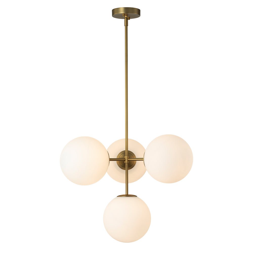 Sputnik Plafondlamp 4 Lichts Messing Zwart Melkglas 62cm E26 Woonkamer Eetkamer Slaapkamer Entree Mid-Century Bubble Pendel Dimbaar | Sansoti