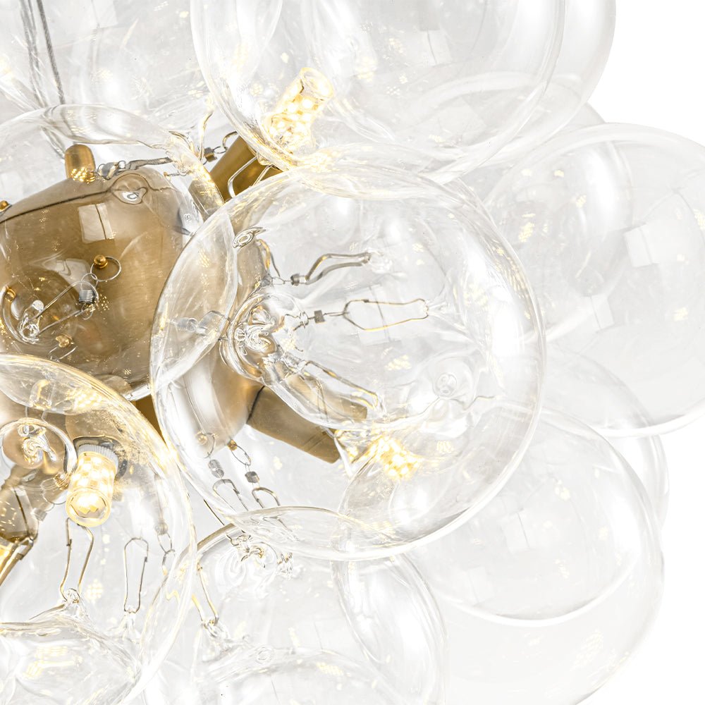 Glaskugeln Hängeleuchte Cluster Messing 50cm 6-flammig G9 Transparent Wohnzimmer Esszimmer Schlafzimmer Eingang Bubble Kronleuchter Dimmbar Kücheninsel | Restfield