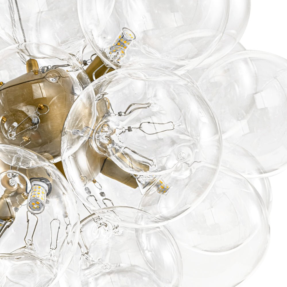 Glaskugeln Hängeleuchte Cluster Messing 50cm 6-flammig G9 Transparent Wohnzimmer Esszimmer Schlafzimmer Eingang Bubble Kronleuchter Dimmbar Kücheninsel | Restfield