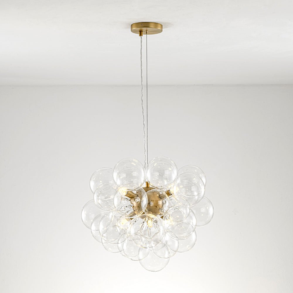 Glaskugeln Hängeleuchte Cluster Messing 50cm 6-flammig G9 Transparent Wohnzimmer Esszimmer Schlafzimmer Eingang Bubble Kronleuchter Dimmbar Kücheninsel | Restfield