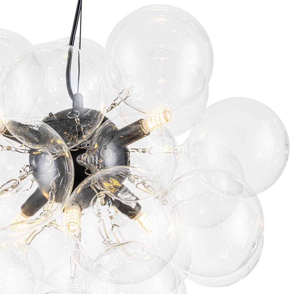 Glaskugeln Hängeleuchte Cluster Messing 50cm 6-flammig G9 Transparent Wohnzimmer Esszimmer Schlafzimmer Eingang Bubble Kronleuchter Dimmbar Kücheninsel | Restfield