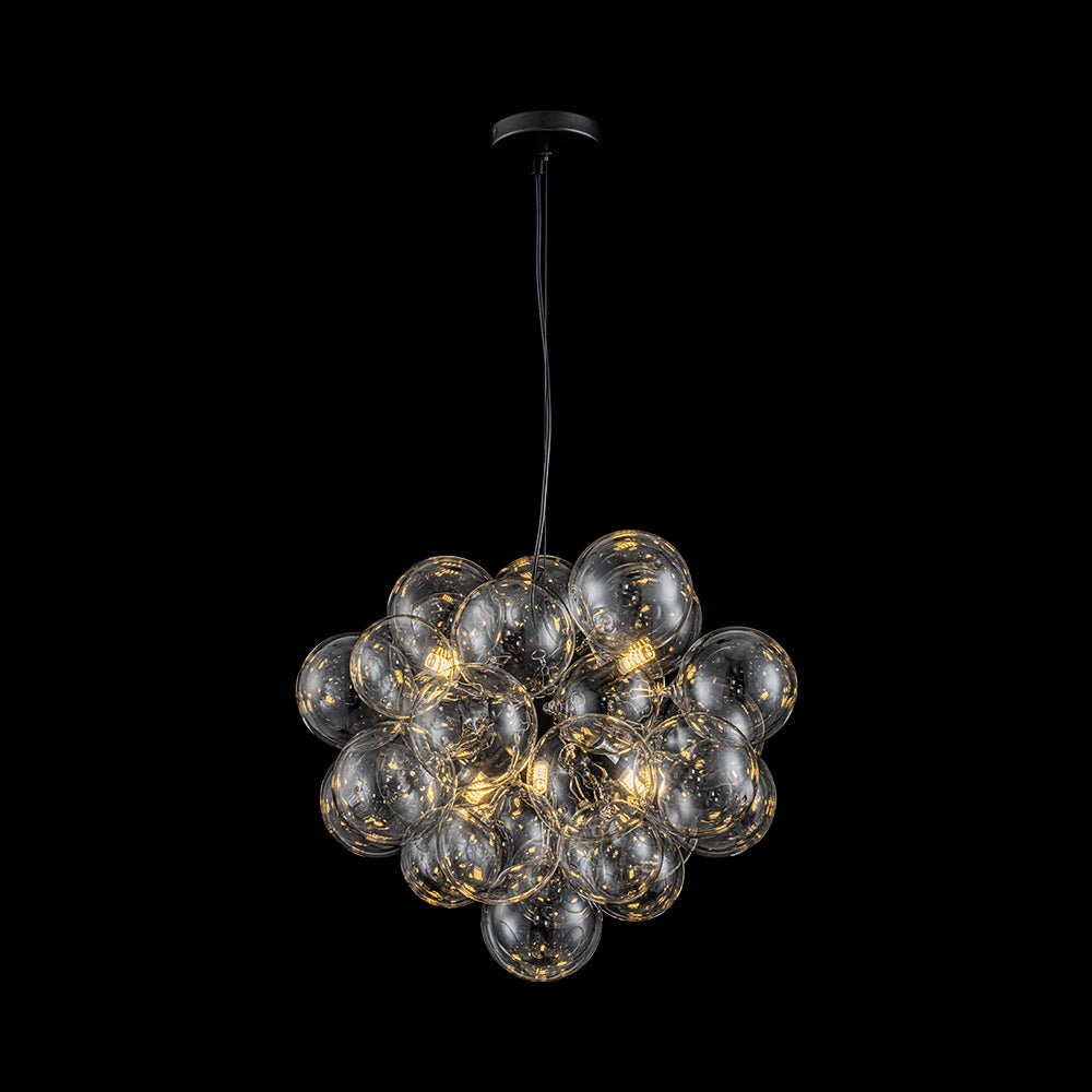Glaskugeln Hängeleuchte Cluster Messing 50cm 6-flammig G9 Transparent Wohnzimmer Esszimmer Schlafzimmer Eingang Bubble Kronleuchter Dimmbar Kücheninsel | Restfield