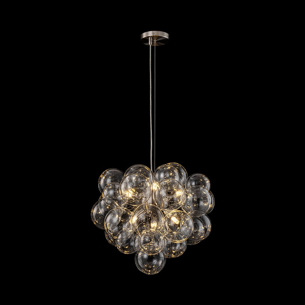 Glaskugeln Hängeleuchte Cluster Messing 50cm 6-flammig G9 Transparent Wohnzimmer Esszimmer Schlafzimmer Eingang Bubble Kronleuchter Dimmbar Kücheninsel | Restfield