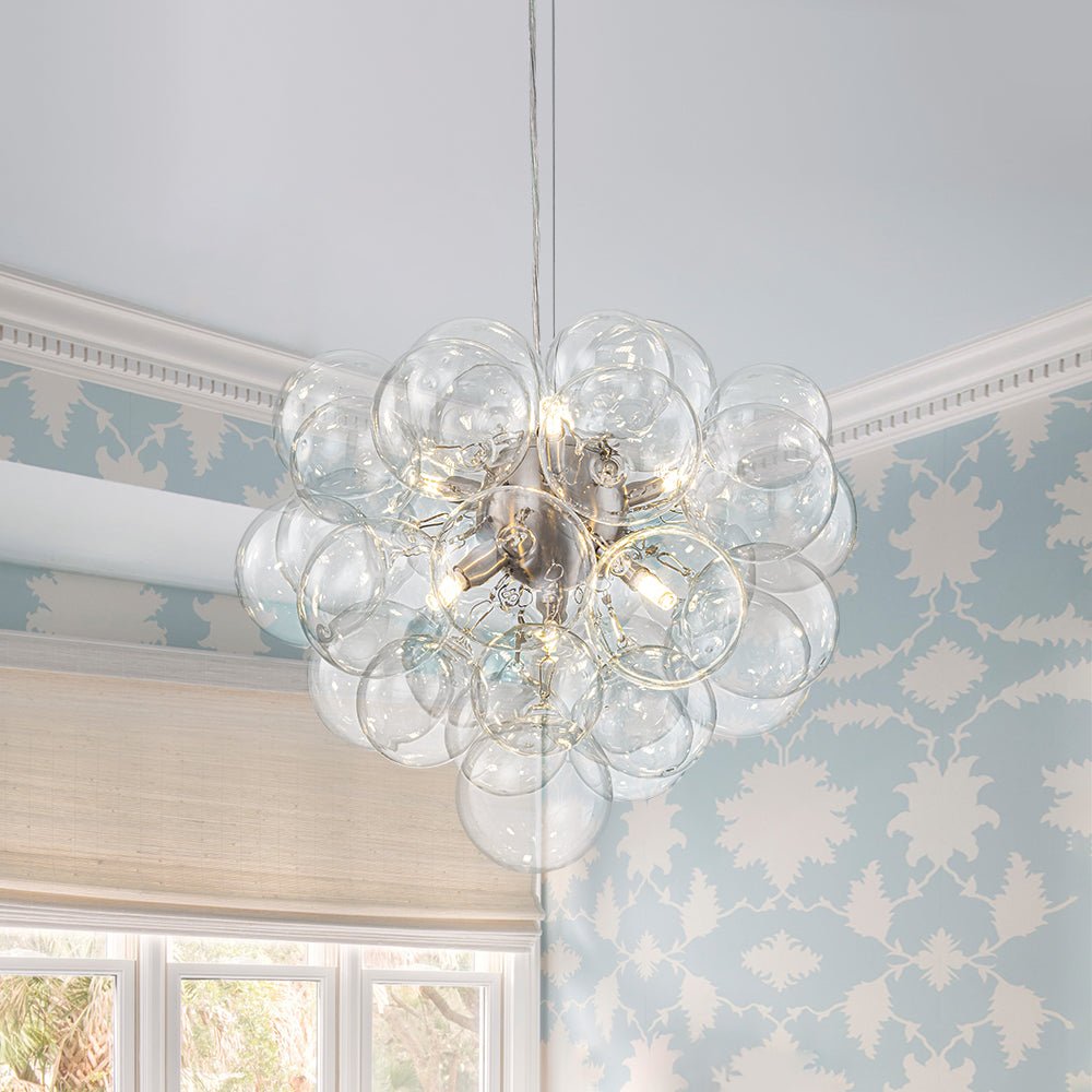 Glaskugeln Hängeleuchte Cluster Messing 50cm 6-flammig G9 Transparent Wohnzimmer Esszimmer Schlafzimmer Eingang Bubble Kronleuchter Dimmbar Kücheninsel | Restfield