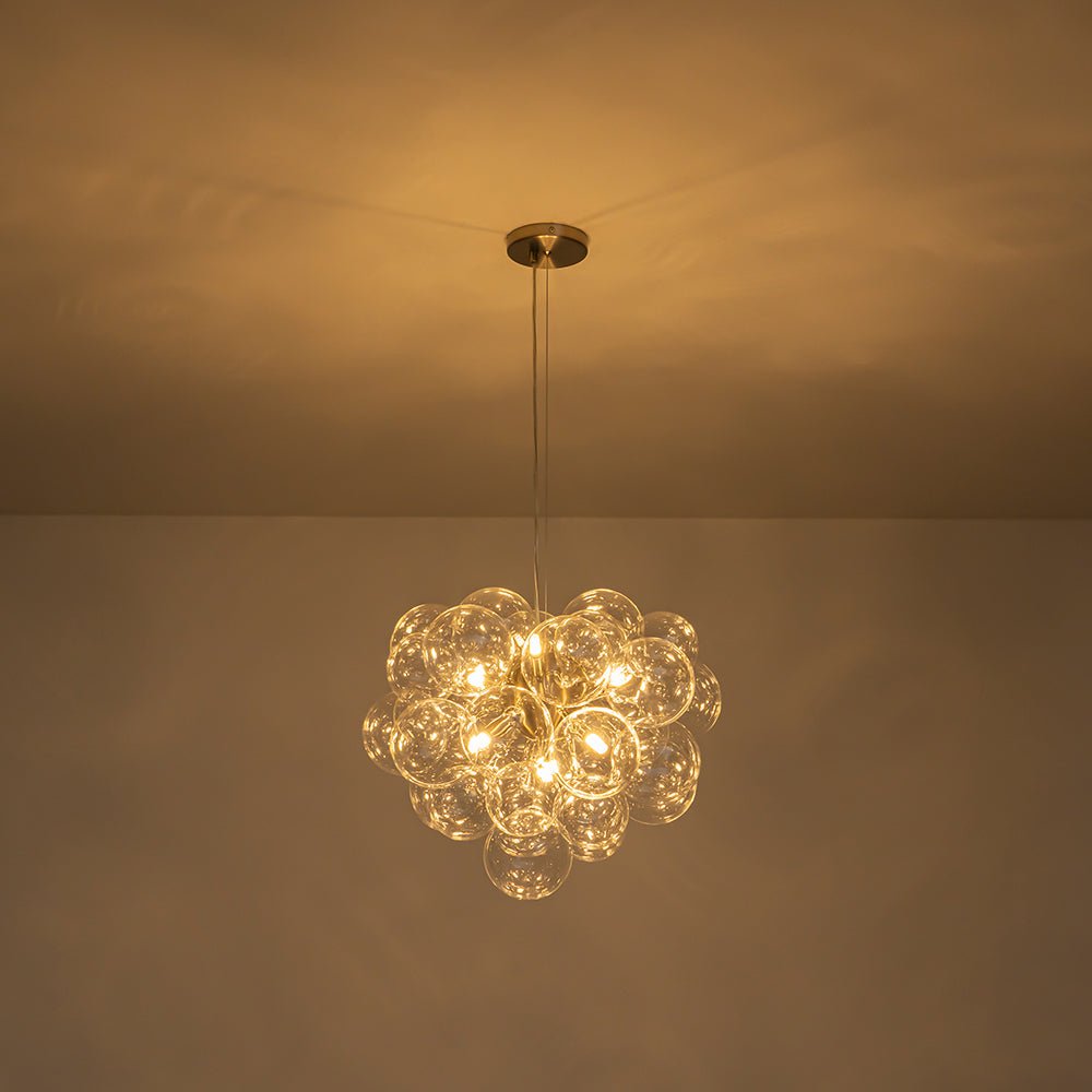 Glaskugeln Hängeleuchte Cluster Messing 50cm 6-flammig G9 Transparent Wohnzimmer Esszimmer Schlafzimmer Eingang Bubble Kronleuchter Dimmbar Kücheninsel | Restfield
