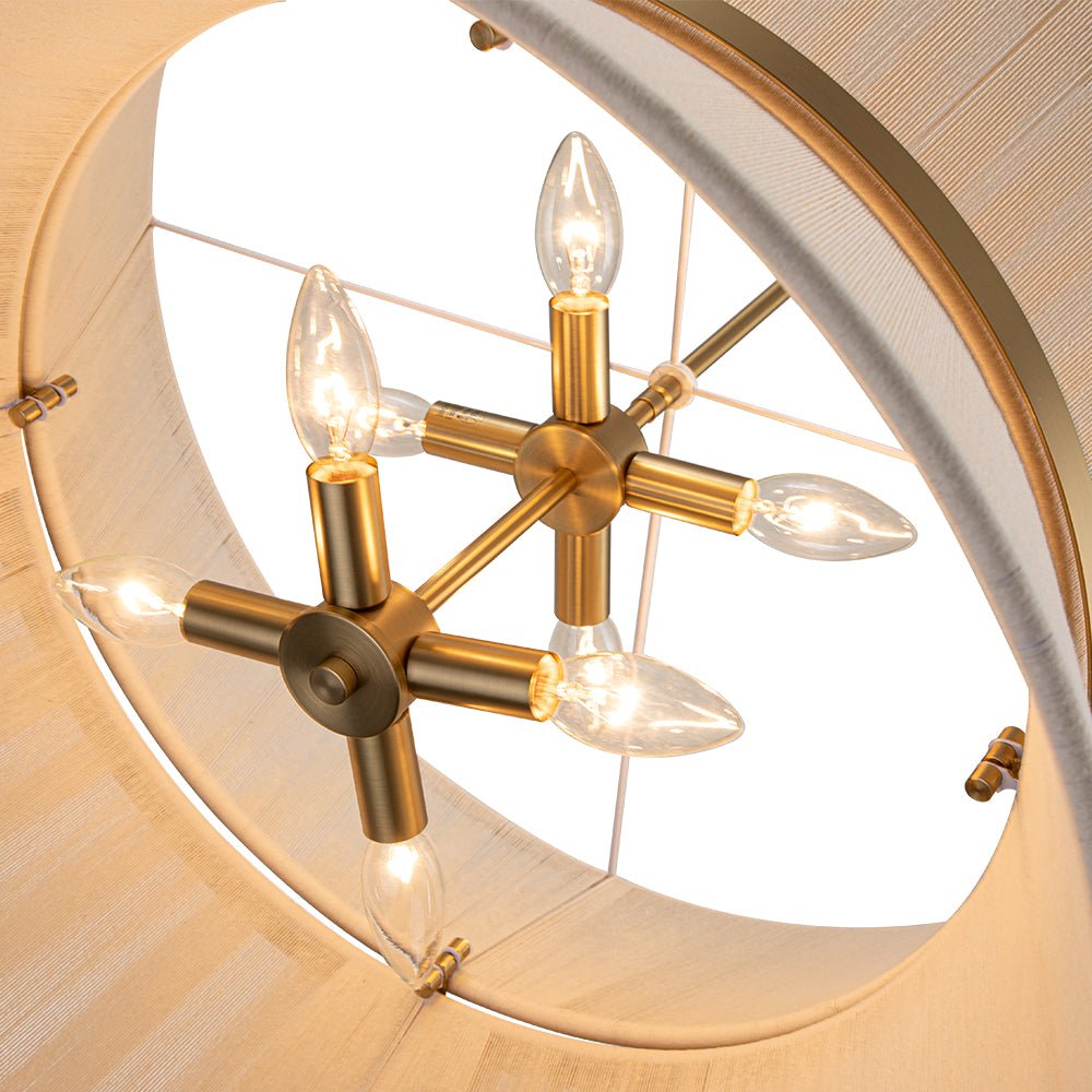 Suspension Corde Tressée Laiton Beige Noir Bohème Drum Salle à Manger Salon Chambre Entrée Ferme Côtière Réglable E26 E12 | Restfield