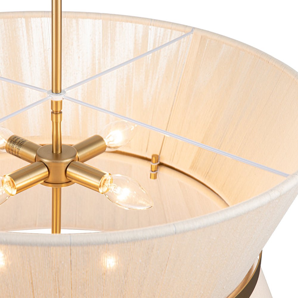 Suspension Corde Tressée Laiton Beige Noir Bohème Drum Salle à Manger Salon Chambre Entrée Ferme Côtière Réglable E26 E12 | Restfield