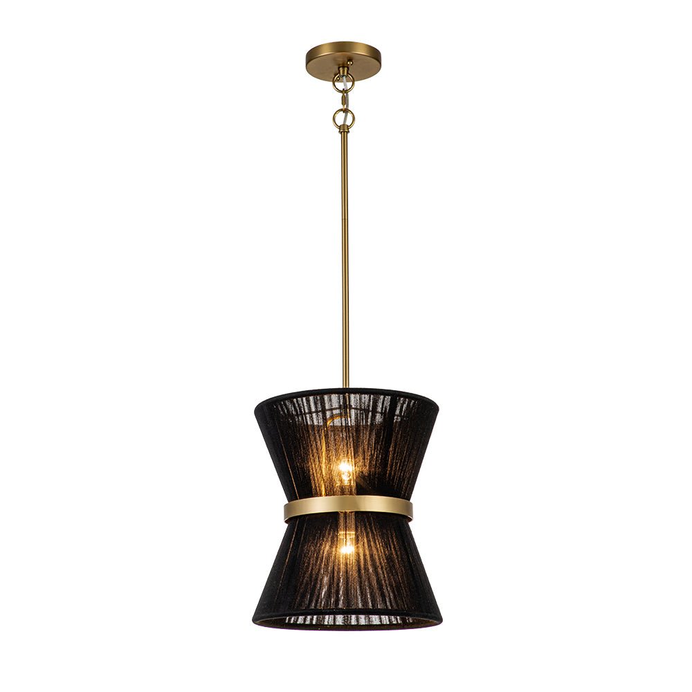 Suspension Corde Tressée Laiton Beige Noir Bohème Drum Salle à Manger Salon Chambre Entrée Ferme Côtière Réglable E26 E12 | Restfield