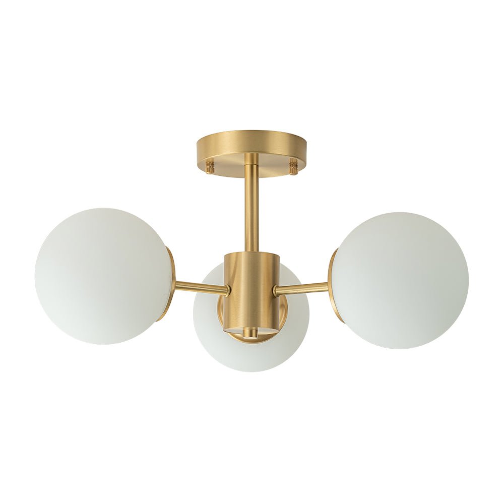 Sputnik Deckenleuchte 3-flammig Messing Opalglas 48cm E26 Wohnzimmer Schlafzimmer Esszimmer Eingang Mid-Century Bubble Aufbaustrahler Badezimmer | Restfield