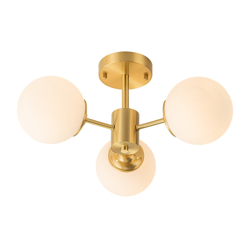 Sputnik Deckenleuchte 3-flammig Messing Opalglas 48cm E26 Wohnzimmer Schlafzimmer Esszimmer Eingang Mid-Century Bubble Aufbaustrahler Badezimmer | Restfield