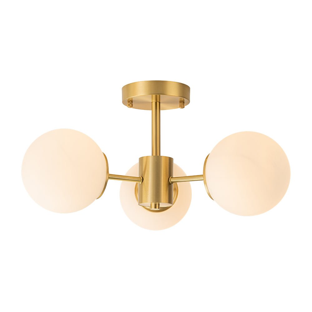 Sputnik Deckenleuchte 3-flammig Messing Opalglas 48cm E26 Wohnzimmer Schlafzimmer Esszimmer Eingang Mid-Century Bubble Aufbaustrahler Badezimmer | Restfield