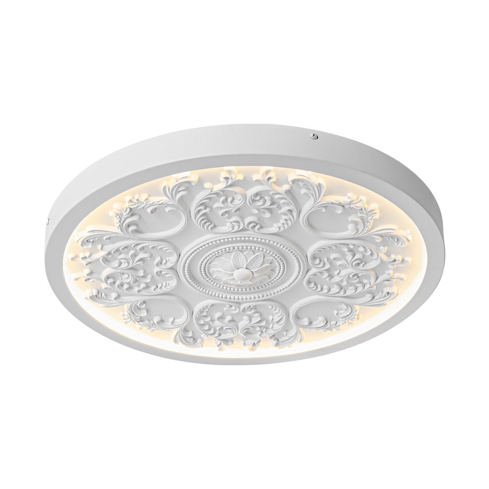 LED-Deckenleuchte Rund Weiß 48,5cm Wohnzimmer Schlafzimmer Dimmbar Klassisch Ornament Medaillon Aufbaustrahler Flur Badezimmer | Restfield
