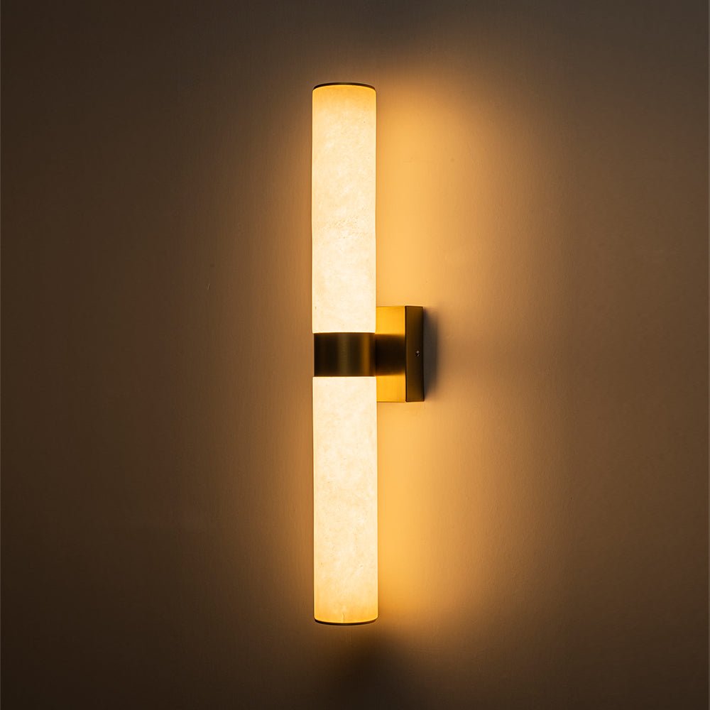 Lineaire LED Wandlamp met Albast – Moderne Badkamerverlichting in Messing of Zwart – 60cm Dimbaar 3000K | Sansoti