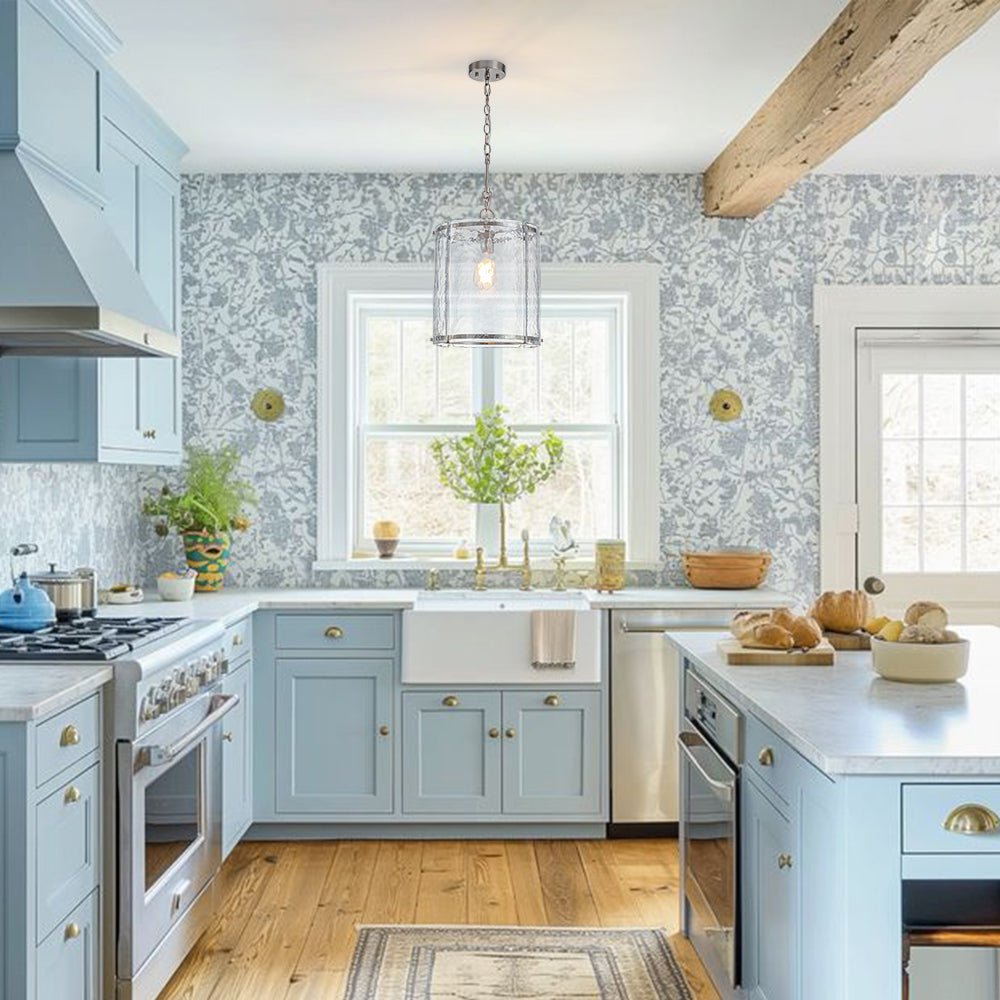 Hanglamp Cilinder Glas Messing Nikkel 32cm E26 Verstelbaar Keuken Eetkamer Entree Kooi Pendel Woonkamer Badkamer Farmhouse | Sansoti