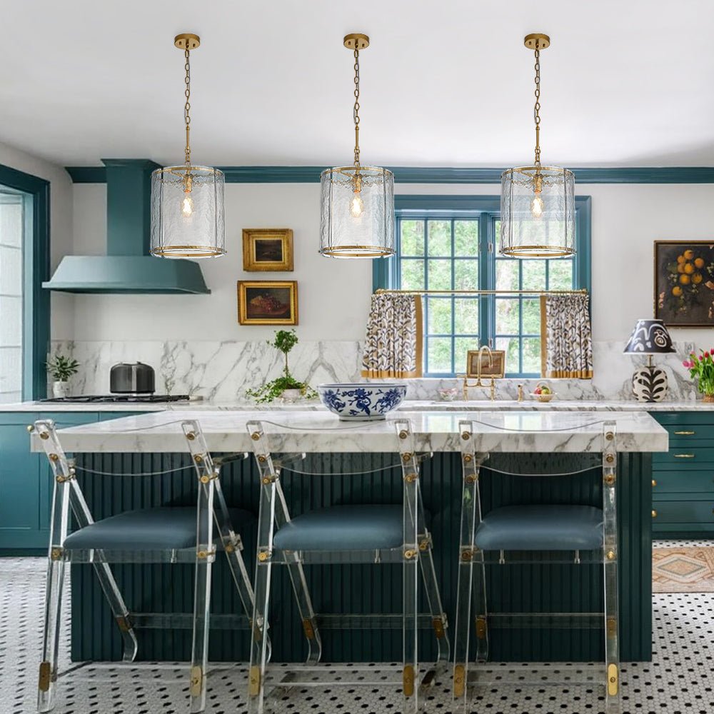 Hanglamp Cilinder Glas Messing Nikkel 32cm E26 Verstelbaar Keuken Eetkamer Entree Kooi Pendel Woonkamer Badkamer Farmhouse | Sansoti