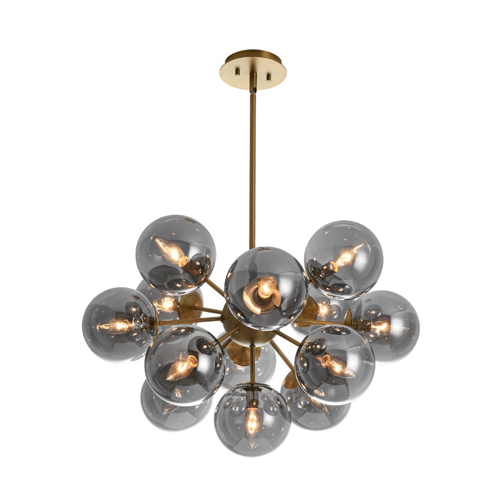 Sputnik Hanglamp 13 Lichts Gerookt Glas Messing Nikkel 60cm E12 Woonkamer Eetkamer Slaapkamer Entree Sunburst Chandelier Dimbaar | Sansoti