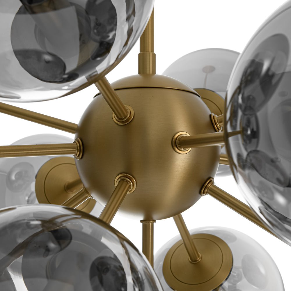 Sputnik Hanglamp 13 Lichts Gerookt Glas Messing Nikkel 60cm E12 Woonkamer Eetkamer Slaapkamer Entree Sunburst Chandelier Dimbaar | Sansoti