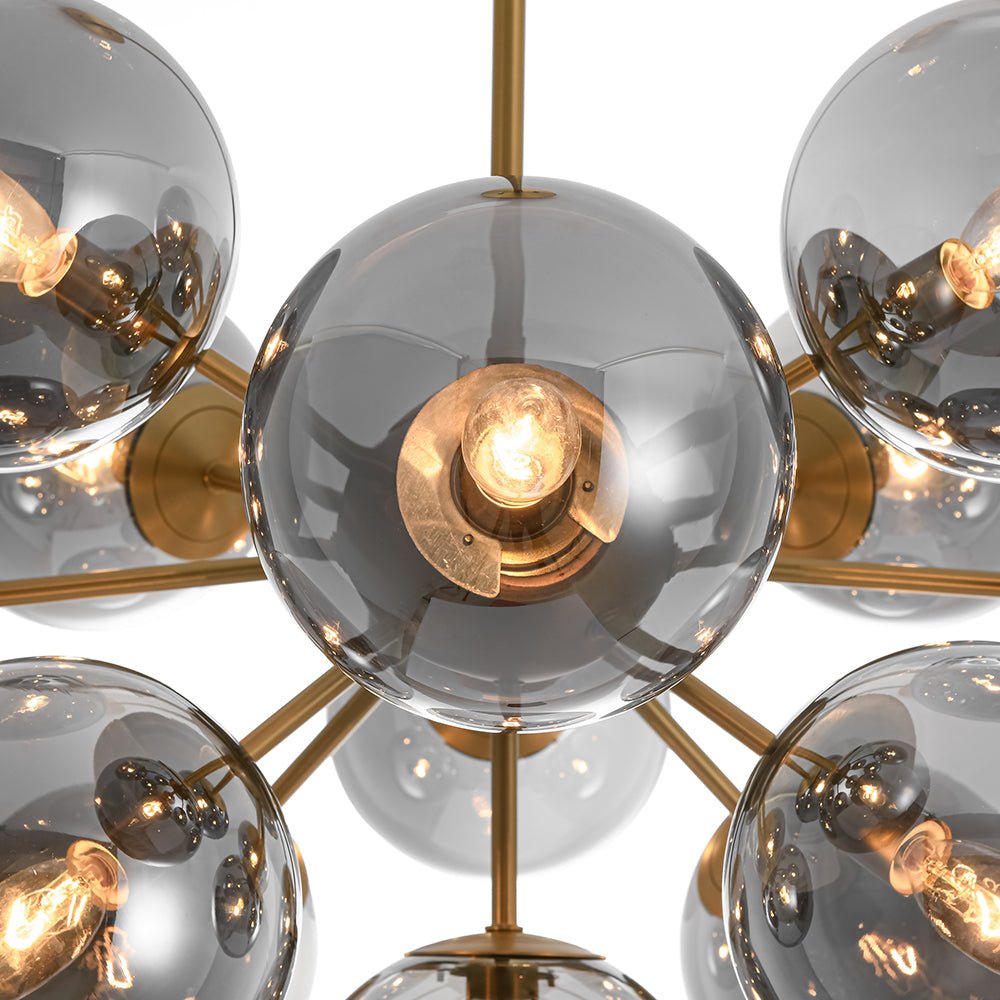 Sputnik Hanglamp 13 Lichts Gerookt Glas Messing Nikkel 60cm E12 Woonkamer Eetkamer Slaapkamer Entree Sunburst Chandelier Dimbaar | Sansoti
