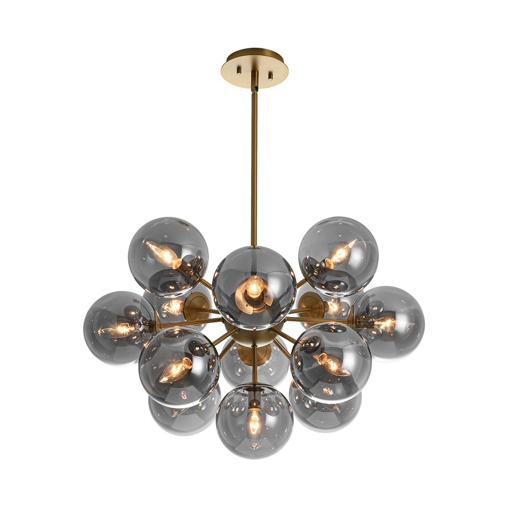 Sputnik Hanglamp 13 Lichts Gerookt Glas Messing Nikkel 60cm E12 Woonkamer Eetkamer Slaapkamer Entree Sunburst Chandelier Dimbaar | Sansoti