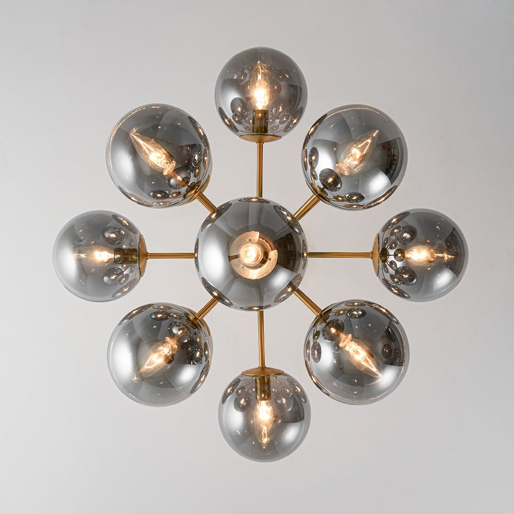 Sputnik Hanglamp 13 Lichts Gerookt Glas Messing Nikkel 60cm E12 Woonkamer Eetkamer Slaapkamer Entree Sunburst Chandelier Dimbaar | Sansoti