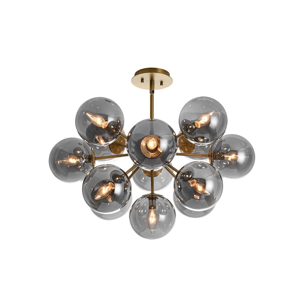 Sputnik Hanglamp 13 Lichts Gerookt Glas Messing Nikkel 60cm E12 Woonkamer Eetkamer Slaapkamer Entree Sunburst Chandelier Dimbaar | Sansoti