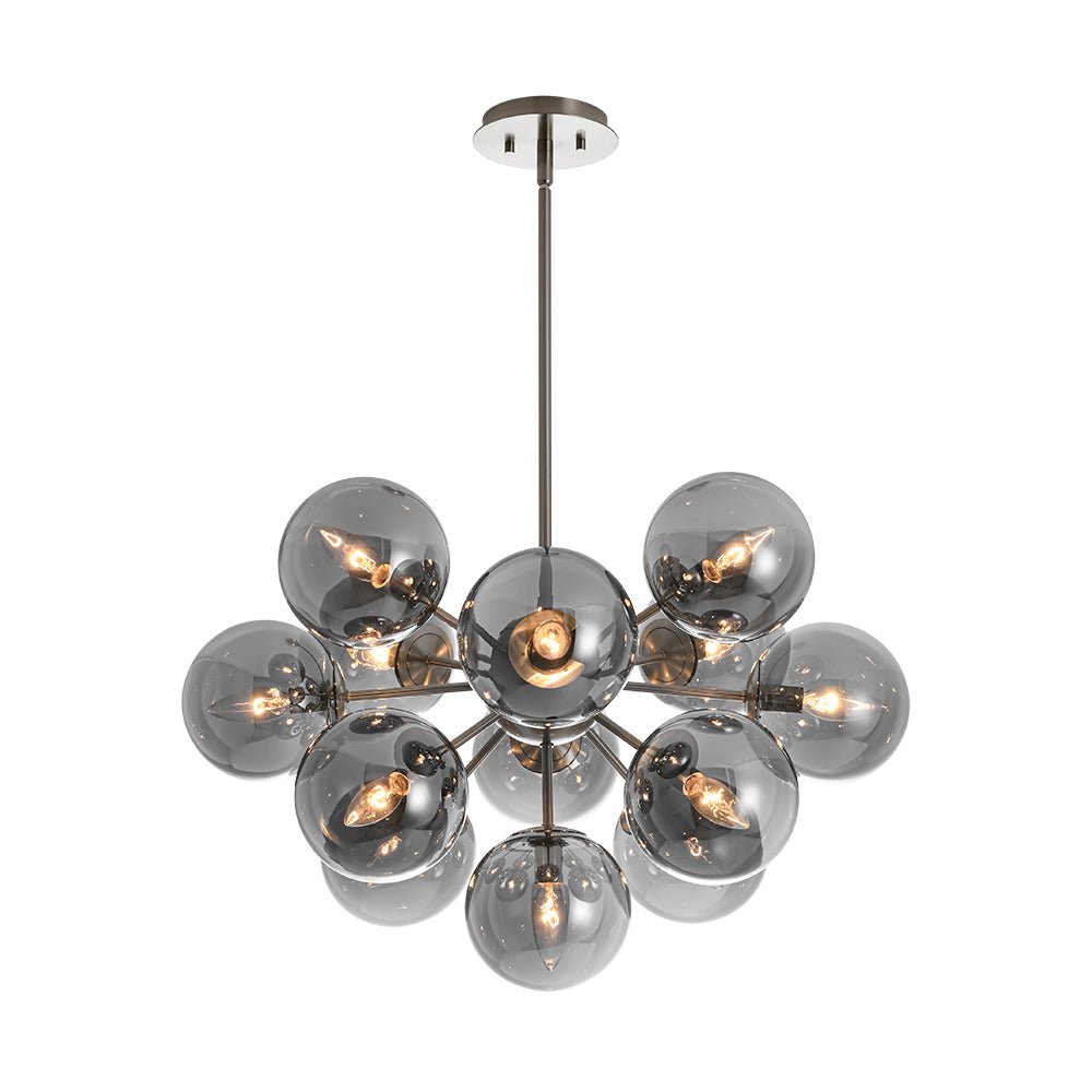 Sputnik Hanglamp 13 Lichts Gerookt Glas Messing Nikkel 60cm E12 Woonkamer Eetkamer Slaapkamer Entree Sunburst Chandelier Dimbaar | Sansoti