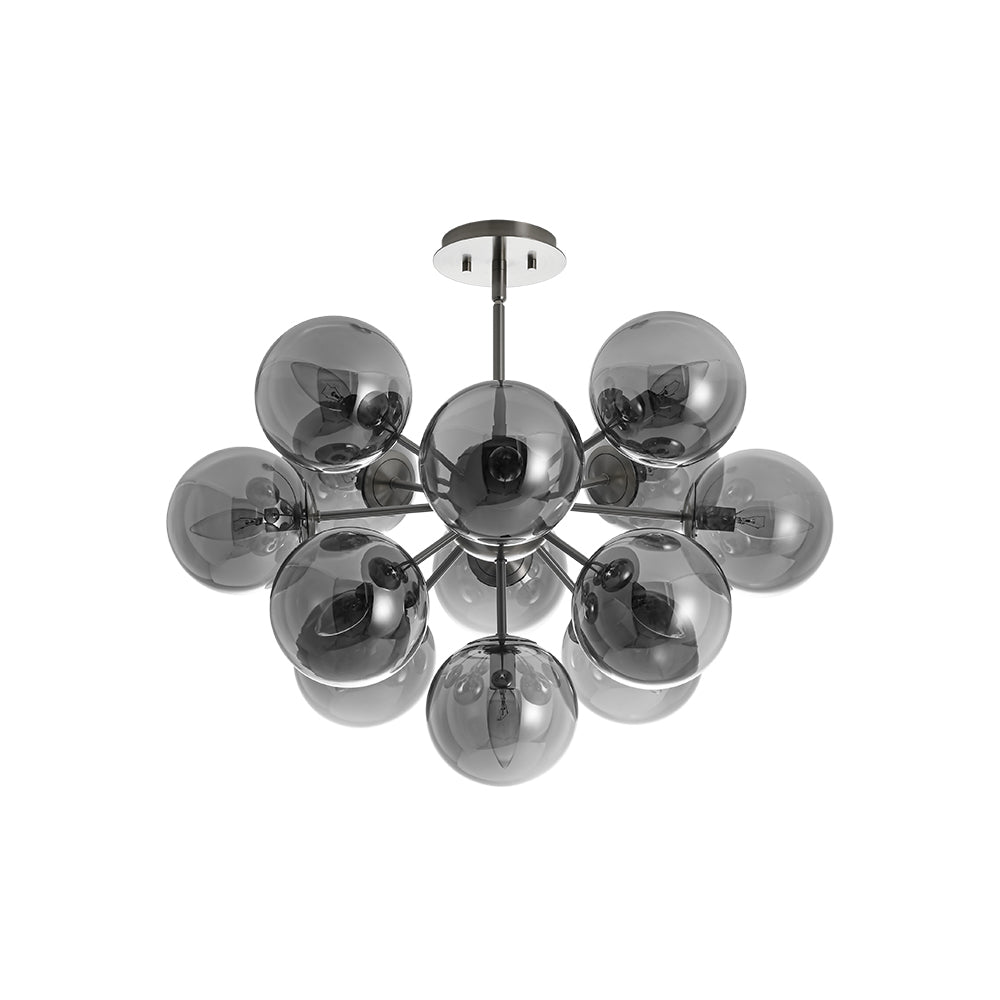 Sputnik Hanglamp 13 Lichts Gerookt Glas Messing Nikkel 60cm E12 Woonkamer Eetkamer Slaapkamer Entree Sunburst Chandelier Dimbaar | Sansoti