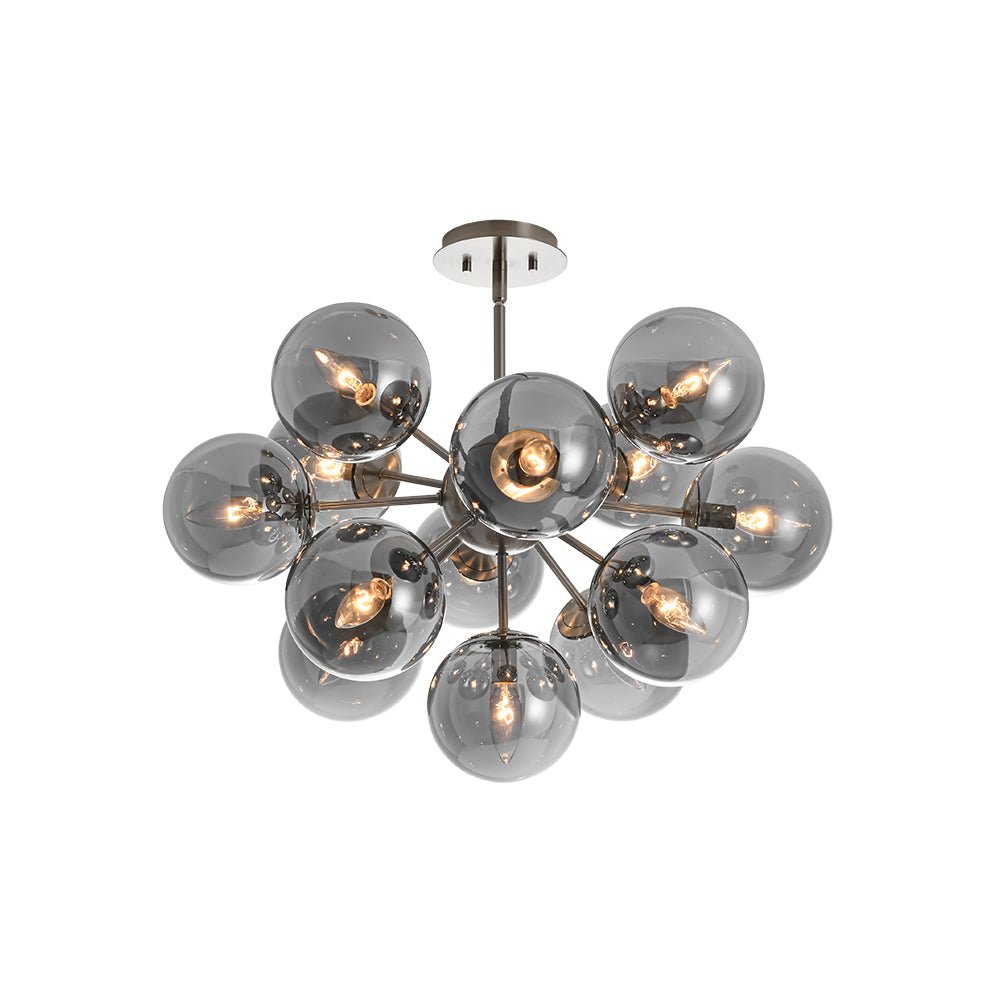 Sputnik Hanglamp 13 Lichts Gerookt Glas Messing Nikkel 60cm E12 Woonkamer Eetkamer Slaapkamer Entree Sunburst Chandelier Dimbaar | Sansoti