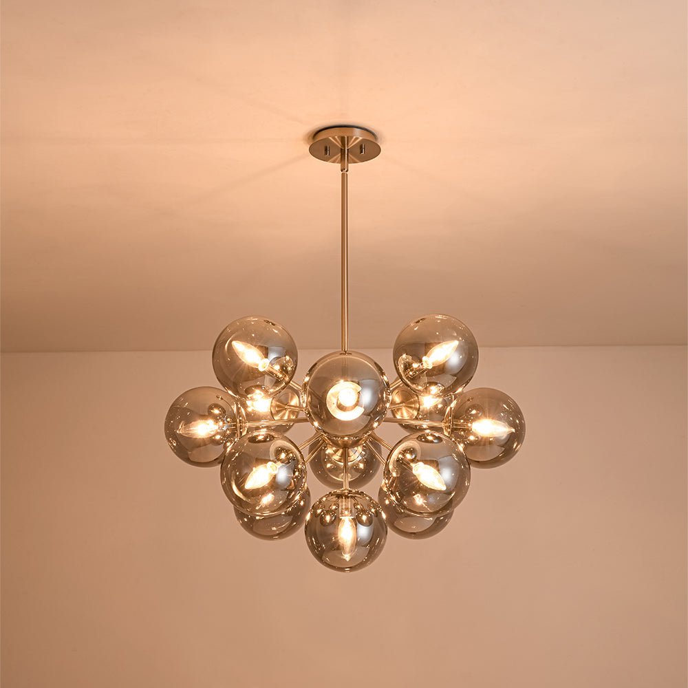 Sputnik Hanglamp 13 Lichts Gerookt Glas Messing Nikkel 60cm E12 Woonkamer Eetkamer Slaapkamer Entree Sunburst Chandelier Dimbaar | Sansoti