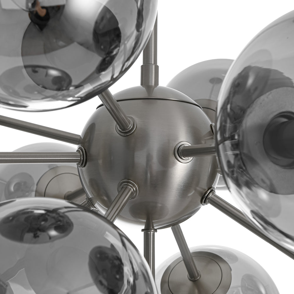 Sputnik Hanglamp 13 Lichts Gerookt Glas Messing Nikkel 60cm E12 Woonkamer Eetkamer Slaapkamer Entree Sunburst Chandelier Dimbaar | Sansoti