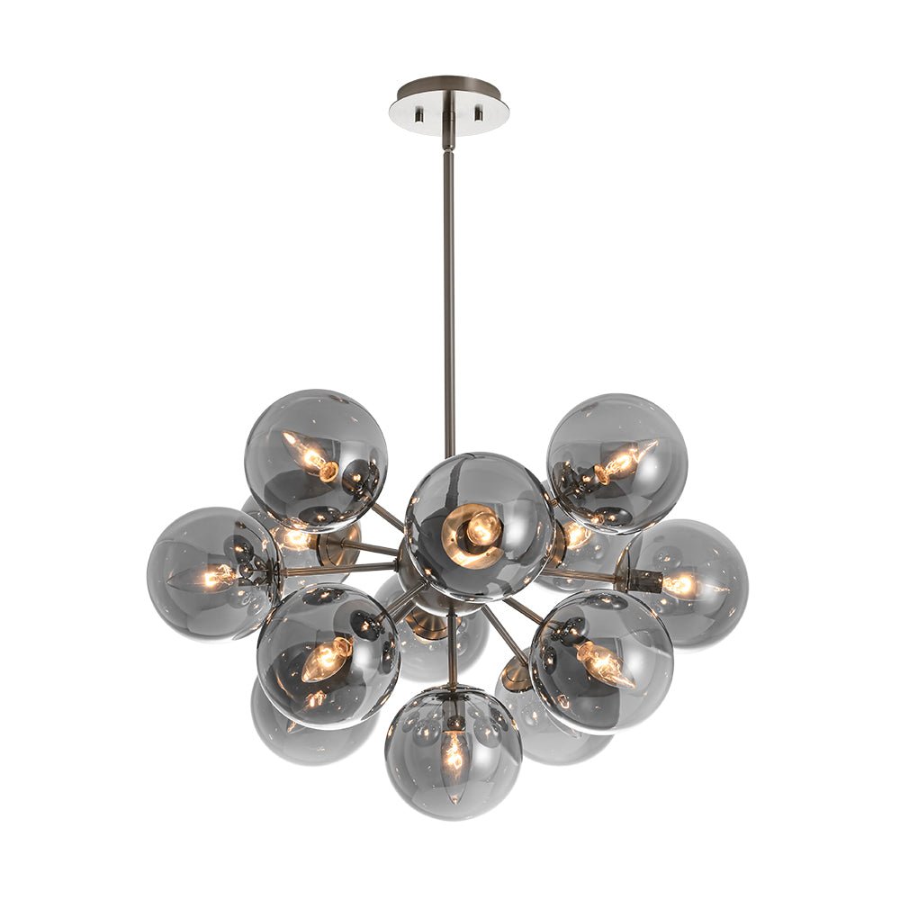 Sputnik Hanglamp 13 Lichts Gerookt Glas Messing Nikkel 60cm E12 Woonkamer Eetkamer Slaapkamer Entree Sunburst Chandelier Dimbaar | Sansoti