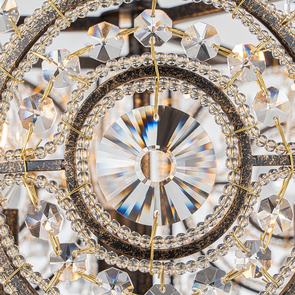 Kristallen Plafondlamp Zwart Goud 30cm 3 Lichts Vintage Drum E12 Woonkamer Eetkamer Slaapkamer Entree Badkamer Marokkaans Luxe | Sansoti