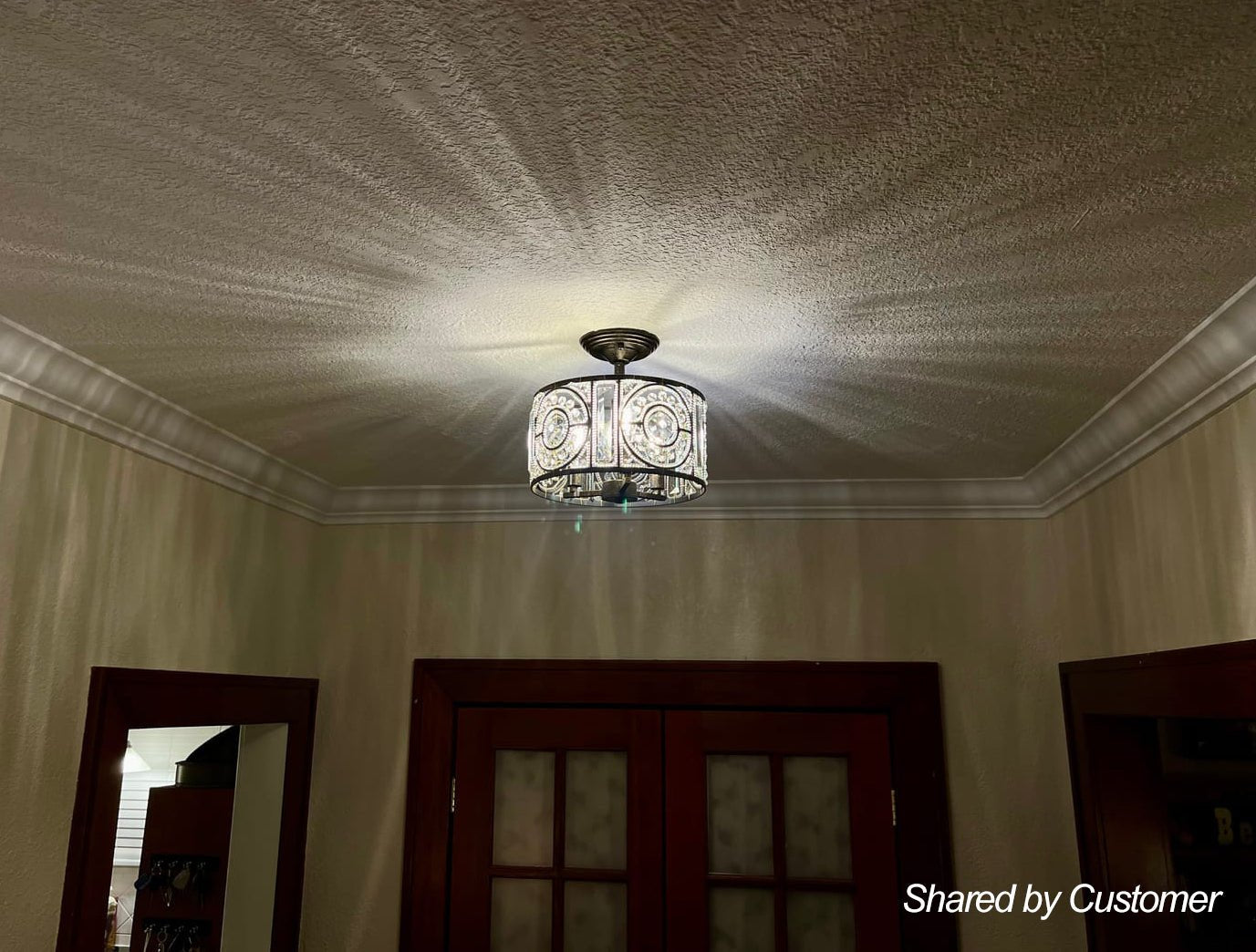 Kristallen Plafondlamp Zwart Goud 30cm 3 Lichts Vintage Drum E12 Woonkamer Eetkamer Slaapkamer Entree Badkamer Marokkaans Luxe | Sansoti