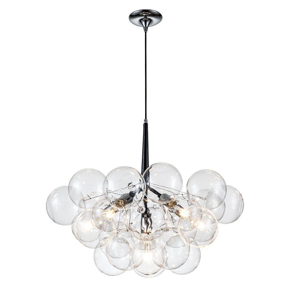 Glaskugeln Hängelampe Cluster Chrom Weiß Schwarz 63cm 6-flammig LED G125 Wohnzimmer Esszimmer Schlafzimmer Eingang Bubble Kronleuchter Verstellbar | Restfield