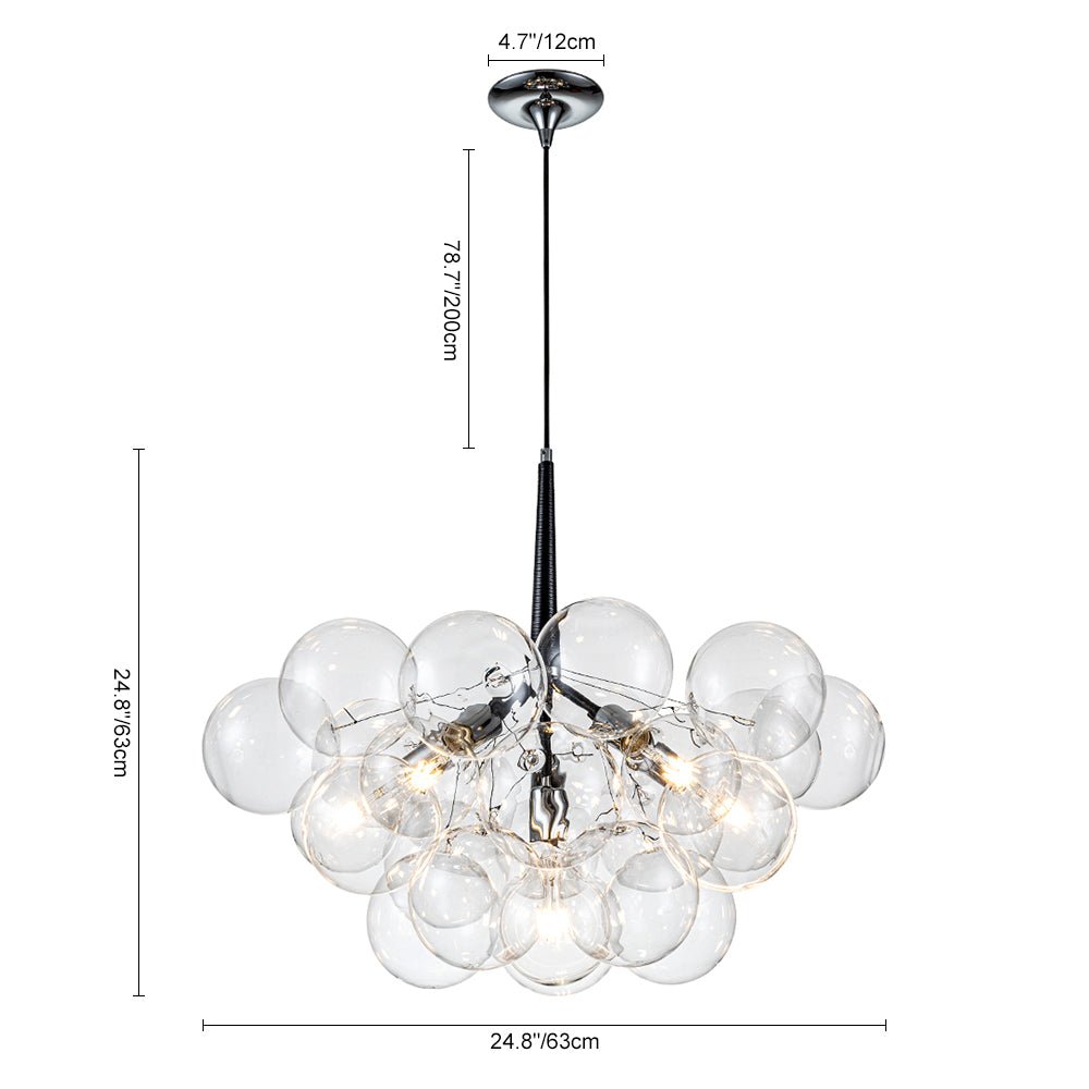 Glaskugeln Hängelampe Cluster Chrom Weiß Schwarz 63cm 6-flammig LED G125 Wohnzimmer Esszimmer Schlafzimmer Eingang Bubble Kronleuchter Verstellbar | Restfield