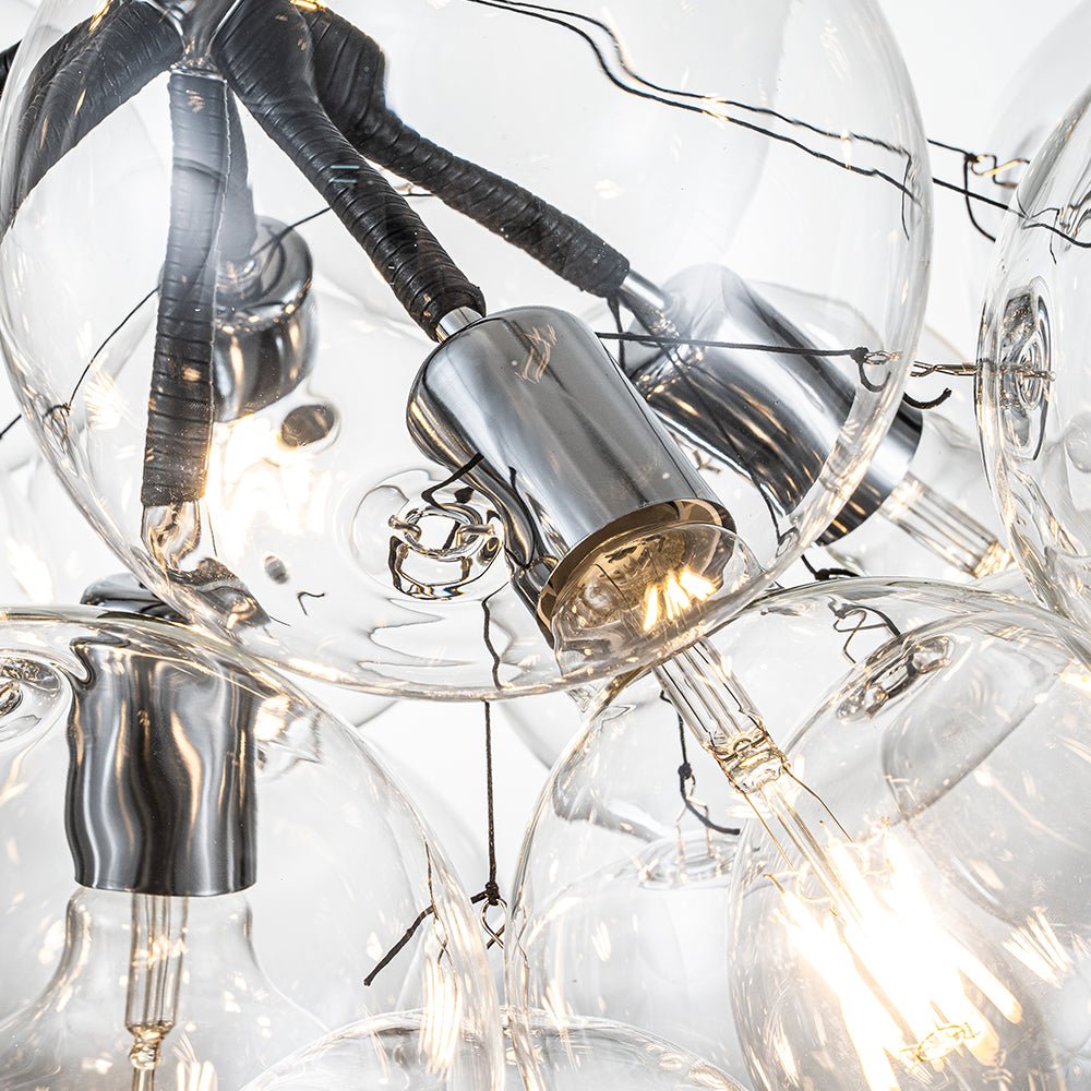 Glaskugeln Hängelampe Cluster Chrom Weiß Schwarz 63cm 6-flammig LED G125 Wohnzimmer Esszimmer Schlafzimmer Eingang Bubble Kronleuchter Verstellbar | Restfield