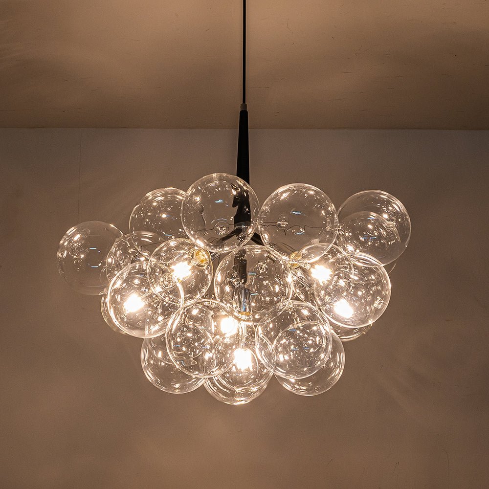 Glaskugeln Hängelampe Cluster Chrom Weiß Schwarz 63cm 6-flammig LED G125 Wohnzimmer Esszimmer Schlafzimmer Eingang Bubble Kronleuchter Verstellbar | Restfield