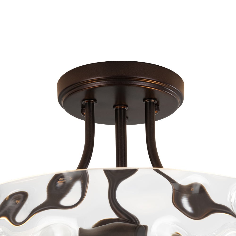 Glas-Deckenleuchte Drum Messing 30cm 2-flammig Hammerschlagglas Wohnzimmer Esszimmer Semi-Flush-Mount Badezimmer Eingang Flur Schlafzimmer | Restfield