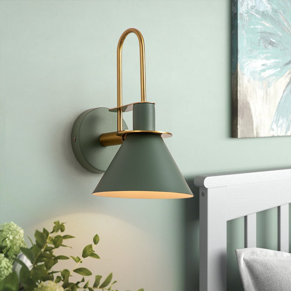 Applique Murale Cône Noir Blanc Vert Laiton 31cm E26 Milieu du Siècle Chambre Entrée Couloir Salle à Manger Vintage Spot Mural Escalier Rétro | Restfield